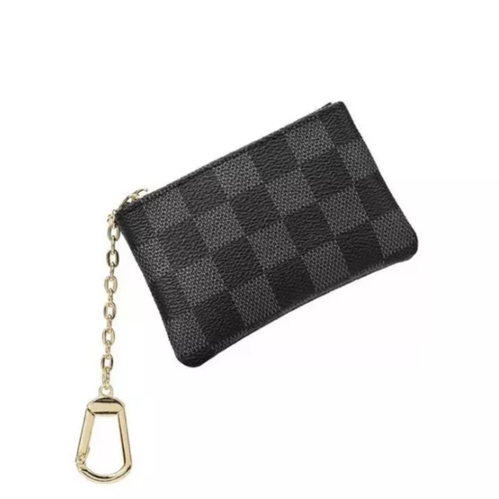 Checkered design coin purse key chain